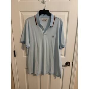 Penguin by Muningswear 100% Cotton Polo Light Blue Rainbow Collar XL